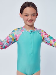 Harry Bear Green Girls Tropical Swimsuit - Image 1 of 4