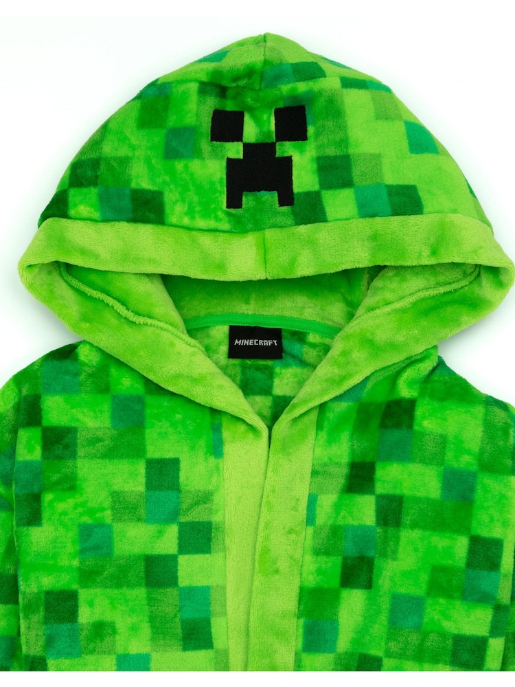 Vanilla Underground Green Minecraft Unisex Kids Fleece Dressing Gown Robe - Image 3 of 4