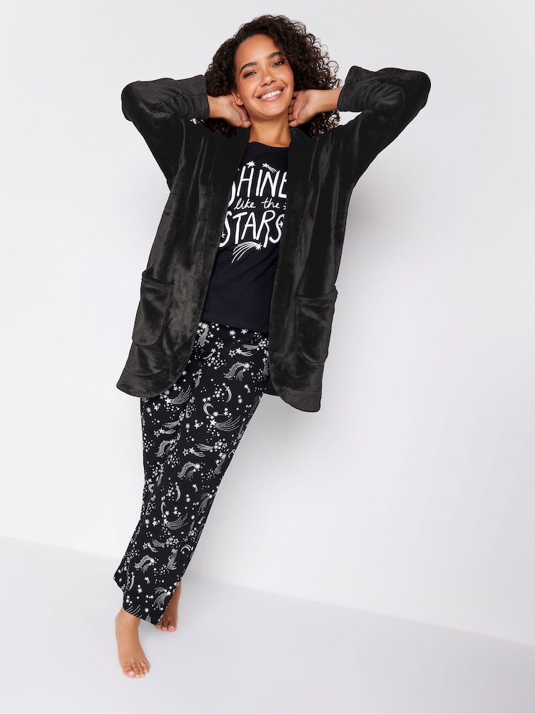 M&Co Black Edge To Edge Dressing Gown - Image 1 of 5