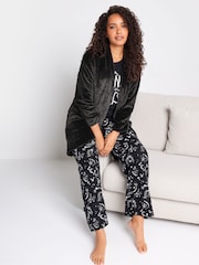M&Co Black Edge To Edge Dressing Gown - Image 2 of 5