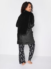 M&Co Black Edge To Edge Dressing Gown - Image 3 of 5