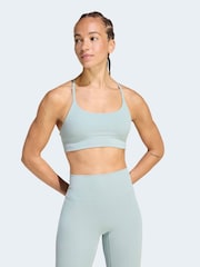 adidas Green All Me Light Support Rib Bra Long Line Bra - Image 1 of 8