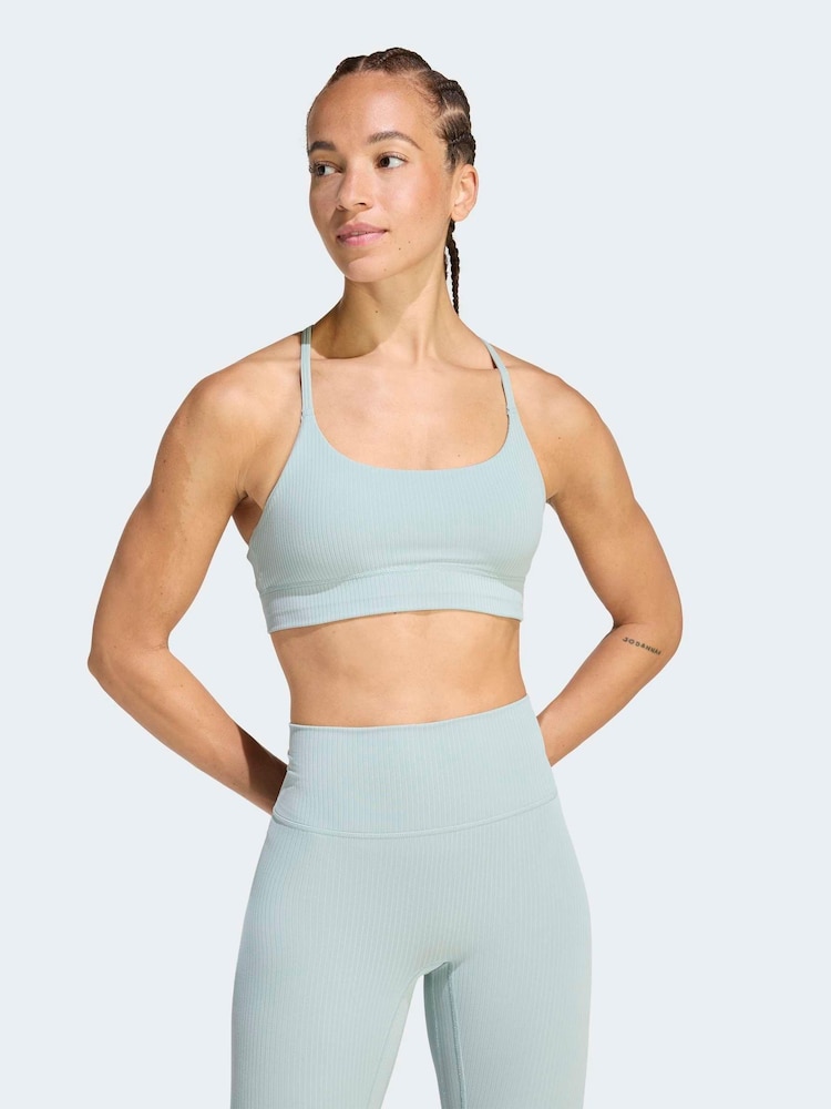 adidas Green All Me Light Support Rib Bra Long Line Bra - Image 1 of 8