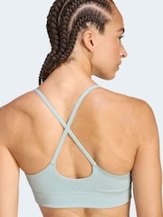 adidas Green All Me Light Support Rib Bra Long Line Bra - Image 4 of 8