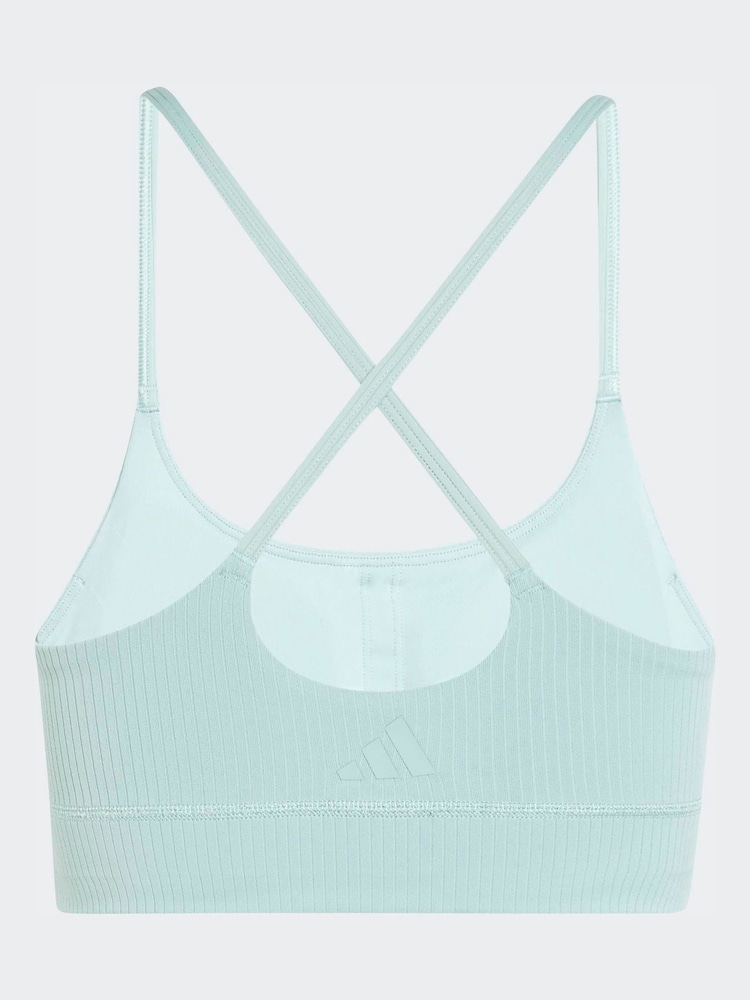 adidas Green All Me Light Support Rib Bra Long Line Bra - Image 8 of 8