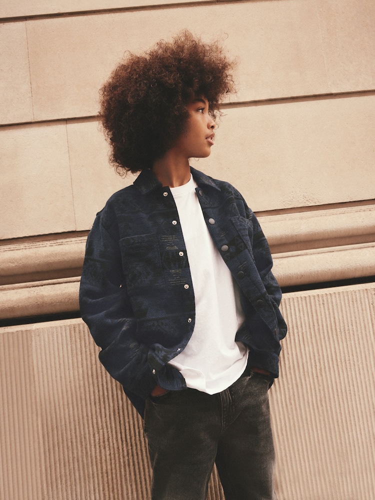Blue/Indigo Pattern Printed Overshirt (3-16yrs) - Image 1 of 8