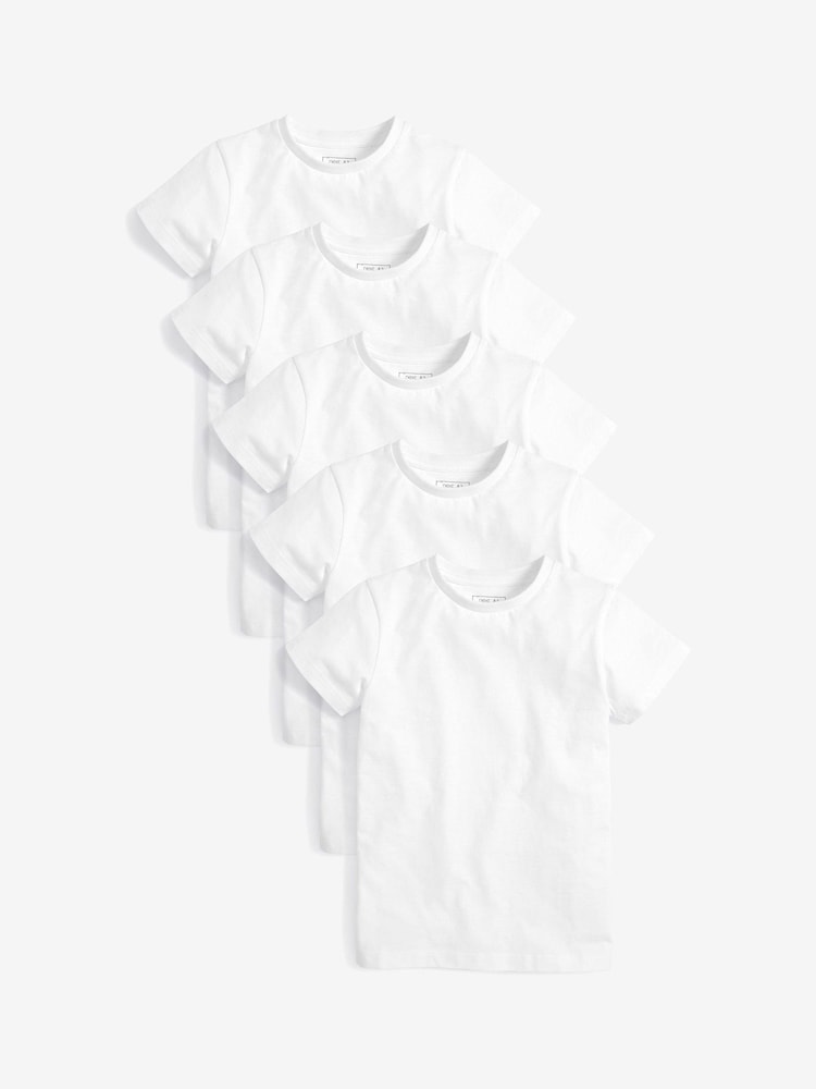 White Short Sleeve T-Shirts 5 Pack (3-16yrs) - Image 1 of 4