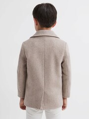 Reiss Oatmeal Bergamo Senior Wool Blend Double Breasted Peacoat - Image 5 of 6