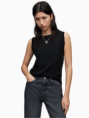 أسود - بلوفر بدون أكمام تصميم Imogen من القطن 100% من AllSaints - صورة 1 من 7