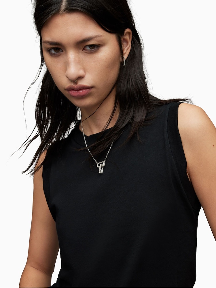 AllSaints Black Imogen 100% Cotton Tank Top - Image 5 of 7