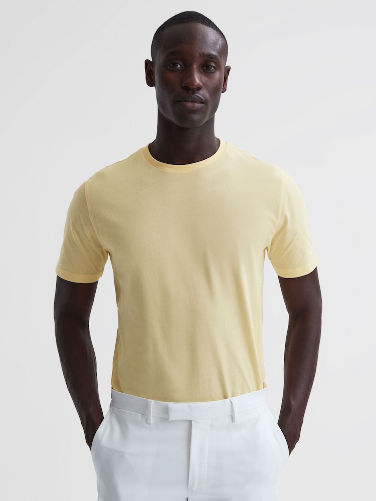 Reiss Lemon Bless Cotton Crew Neck T-Shirt - Image 1 of 6