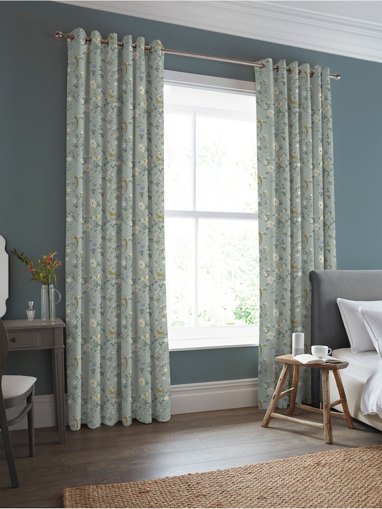 Laura Ashley Jade Green Summer Palace Made to Measure 100% Cotton Curtains - Image 1 of 5