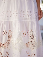 Myleene Klass Broderie White Maxi Dress - Image 10 of 10