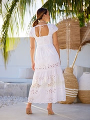 Myleene Klass Broderie White Maxi Dress - Image 3 of 10