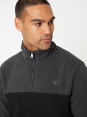 Threadbare Black/ Slate Two Tone Quarter Zip Fleece Jumper - Image 4 of 4
