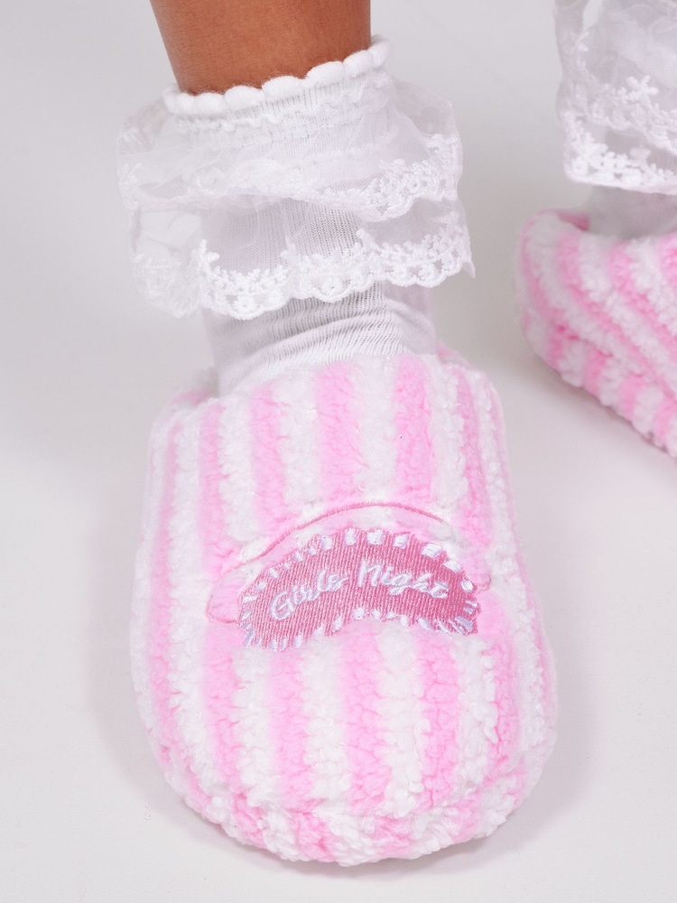 Loungeable Stripe Cosy Girls Night Borg Slippers - Slika 4 od 4 Loungeable Stripe Cosy Girls Night Borg Slippers - Slika 4 od 4