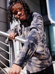 Black/Brown Tiedye Printed Overshirt (3-16yrs) - Image 4 of 9