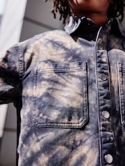 Black/Brown Tiedye Printed Overshirt (3-16yrs) - Image 5 of 9