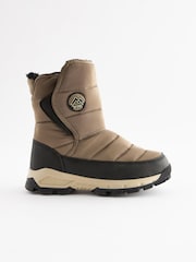 Taupe Natural Warm Lined Quilted Snow Boots - Image 2 of 6