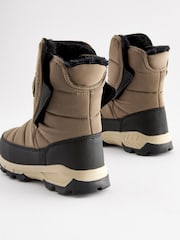 Taupe Natural Warm Lined Quilted Snow Boots - Image 3 of 6