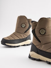 Taupe Natural Warm Lined Quilted Snow Boots - Image 4 of 6