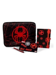 Peers Hardy Black Spiderman Laptop Set Including Case Sticker Sheet Notebook and Pen - Image 1 of 8