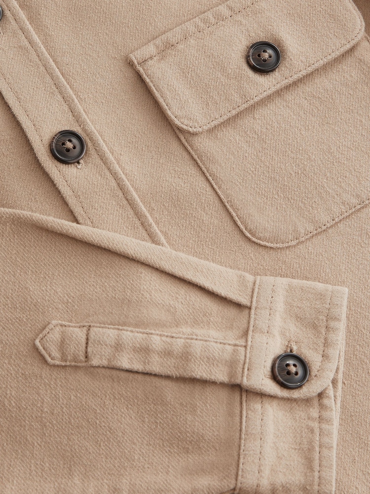 Neutral Plain 100% Cotton Overshirt (3-16yrs) - Image 6 of 6