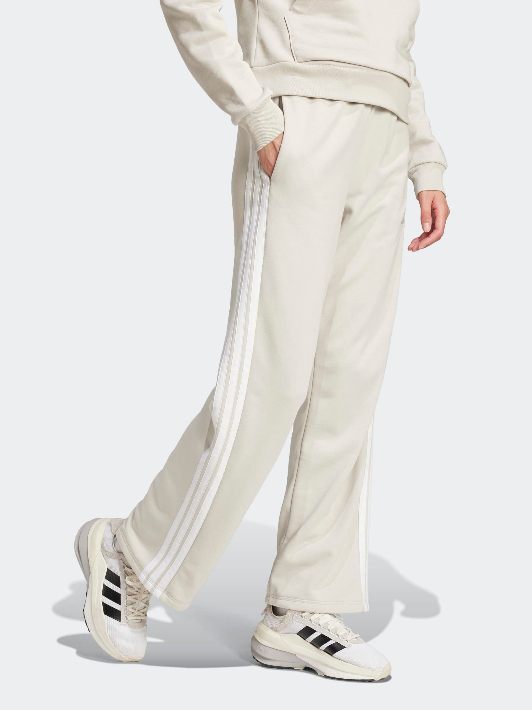 Buy adidas Cream Essentials 3-Stripes Open Hem French Terry