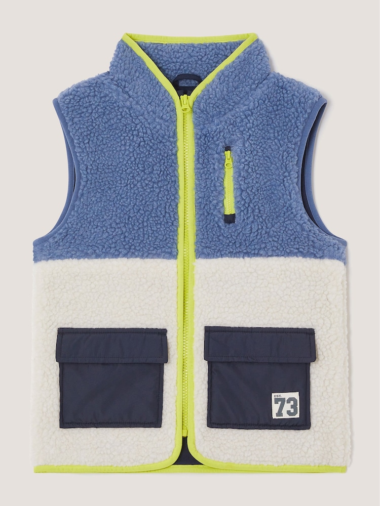 Monsoon Blue Colourblock Borg Fleece Gilet - Image 1 of 3