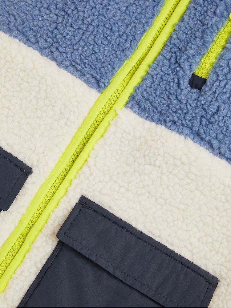 Monsoon Blue Colourblock Borg Fleece Gilet - Image 3 of 3