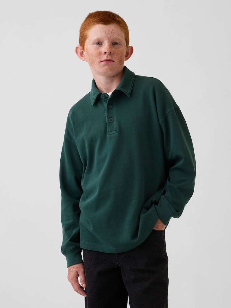 Gap Green Heavyweight Relaxed Polo Shirt (4-13yrs) - Image 1 of 5 Gap Green Heavyweight Relaxed Polo Shirt (4-13yrs) - Image 1 of 5
