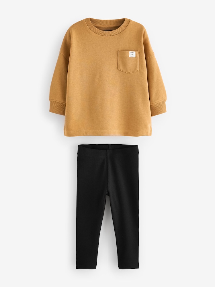 Ochre Yellow Long Sleeve Top and Leggings Set (3mths-7yrs) - Image 4 of 7