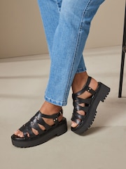 Black Forever Comfort® Chunky Strappy Sandals - Image 1 of 10