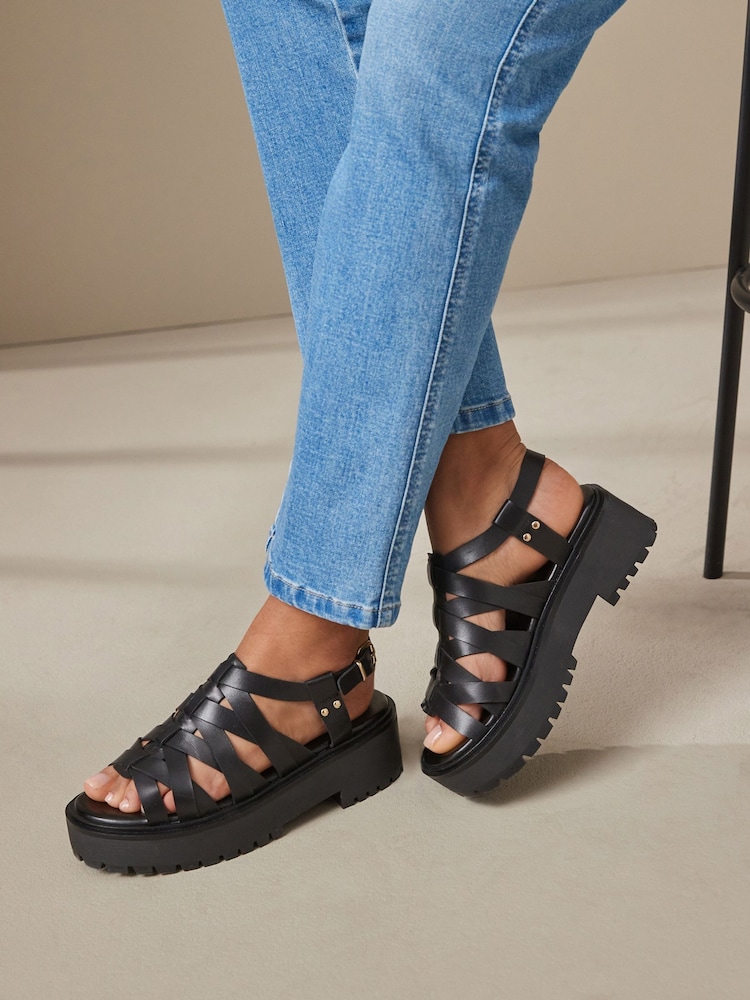 Black Forever Comfort® Chunky Strappy Sandals - Image 1 of 10