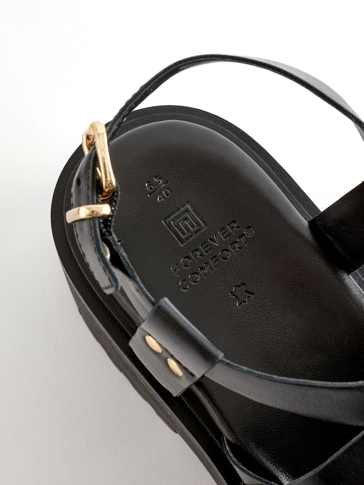 Black Forever Comfort® Chunky Strappy Sandals - Image 10 of 10