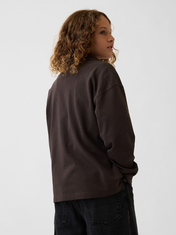 Gap Brown Heavyweight Relaxed Polo Shirt (4-13yrs) - Image 2 of 5 Gap Brown Heavyweight Relaxed Polo Shirt (4-13yrs) - Image 2 of 5