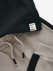 Neutral/Black 100% Cotton Long Sleeve Soft Touch T-Shirt and Joggers Set (3mths-7yrs) - Image 3 of 3