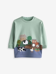 Grün Bauernhof - Langärmliges T-Shirt mit Charakteren aus 100 % Baumwolle (3 Monate – 7 Jahre) - Bild 1 von 3