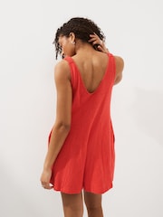 Red V-Neck Jersey Romper 100% Cotton Rich Playsuit - Image 3 of 6