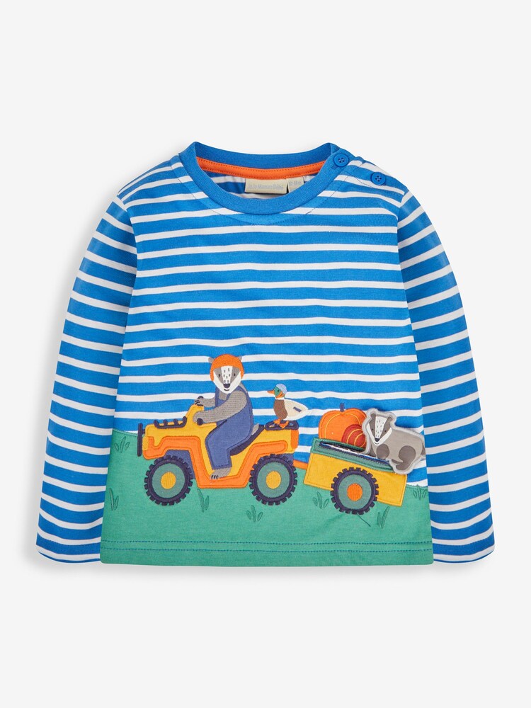 JoJo Maman Bébé Blue Badger Appliqué Top - Image 2 of 4 JoJo Maman Bébé Blue Badger Appliqué Top - Image 2 of 4