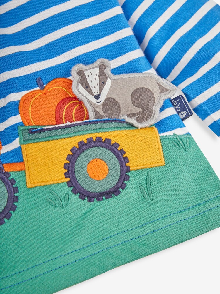 JoJo Maman Bébé Blue Badger Appliqué Top - Image 4 of 4 JoJo Maman Bébé Blue Badger Appliqué Top - Image 4 of 4