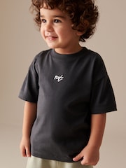 Charcoal Grey/Sage Green Short Sleeve 100% Cotton T-Shirt and Utility Joggers Set (3mths-7yrs) - Image 3 of 8