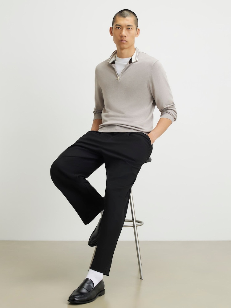 River Island Natural Slim Fit Half Zip Sweater - Image 2 of 4 River Island Natural Slim Fit Half Zip Sweater - Image 2 of 4