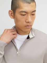 River Island Natural Slim Fit Half Zip Sweater - Image 4 of 4