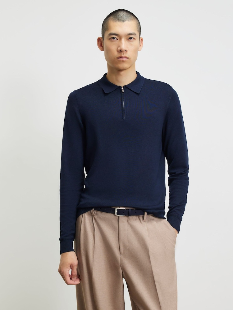 River Island Blue Slim Fit Essential Polo Shirt - Image 2 of 4