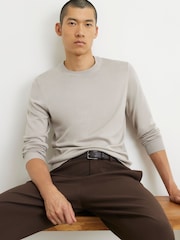 River Island Natural Slim Fit Crew Neck Sweater - Image 1 of 4