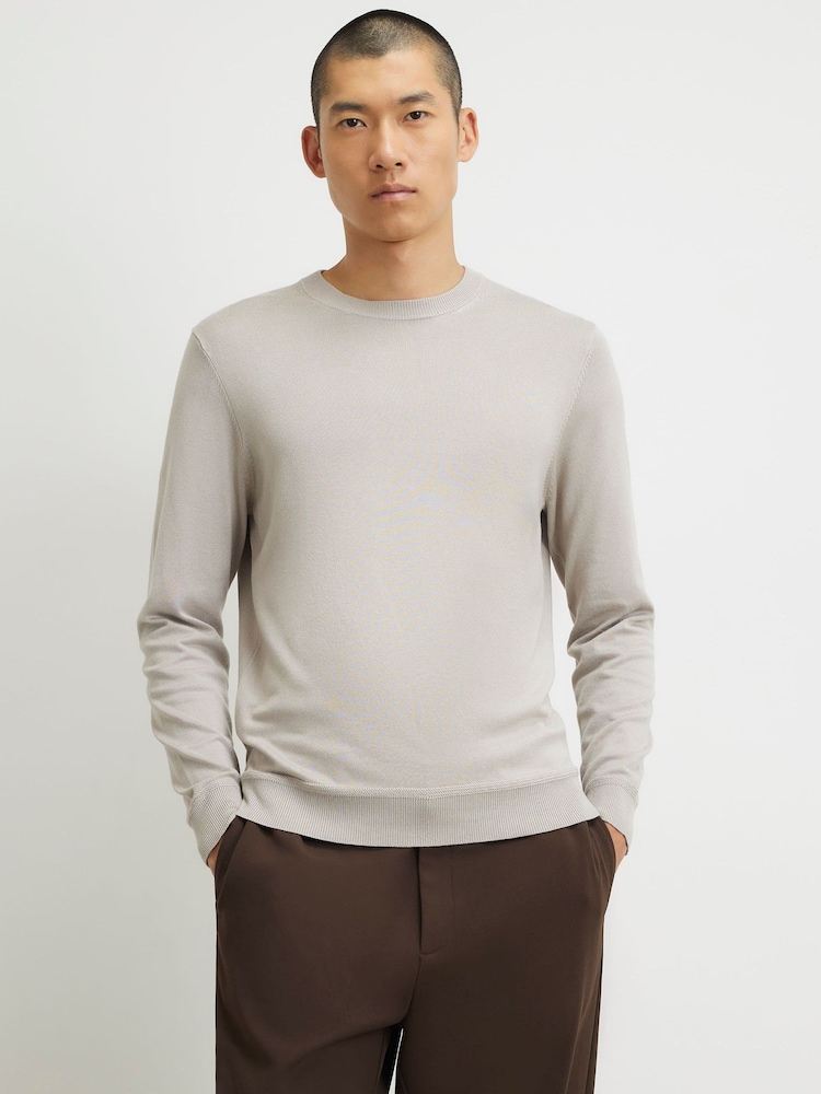 River Island Natural Slim Fit Crew Neck Sweater - Image 2 of 4 River Island Natural Slim Fit Crew Neck Sweater - Image 2 of 4