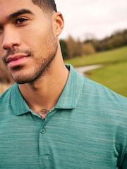 Teal Blue Active Mesh Golf Polo Shirt - Image 1 of 8
