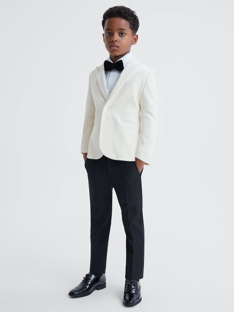 Reiss Ivory Apsara 9-14 yrs Slim Fit Velvet Single Breasted Blazer - Image 1 of 7
