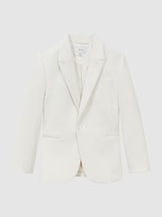 Reiss Ivory Apsara 9-14 yrs Slim Fit Velvet Single Breasted Blazer - Image 2 of 7